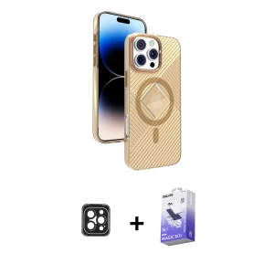ieg™ iPhone 16 Pro Max Kılıf Nova Modern Prime - Siyah Bilvis 5in1 5D Magic Hayalet Cam Ekran Koruyucu + PVD Metal Kamera Lens - SH