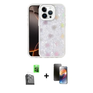 ieg™ iPhone 16 Pro Max Kılıf Odak Prime - Siyah 3D Antistatik Mat Seramik Nano Ekran Koruyucu + Raze Metal Kamera Lens - SH