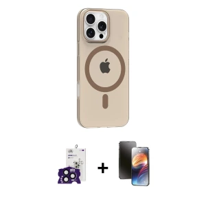 ieg™ iPhone 16 Pro Max Kılıf Pusula Form Özel Seri - Siyah 3D Antistatik Mat Seramik Nano Ekran Koruyucu + Bilvis Titan Kamera Lens - SH