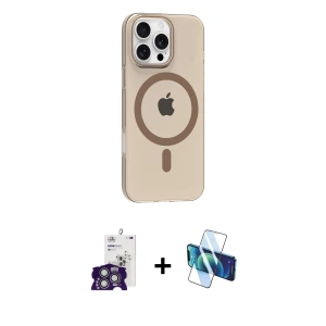 ieg™ iPhone 16 Pro Max Kılıf Pusula Form Özel Seri - Siyah 3D Antistatik Seramik Nano Ekran Koruyucu + Bilvis Titan Kamera Lens - GS