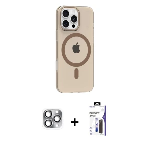 ieg™ iPhone 16 Pro Max Kılıf Pusula Form Özel Seri - Siyah Bilvis 3X AR Hayalet Cam Ekran Koruyucu + Pers Alüminyum Kamera Lens - GI