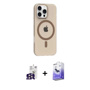ieg™ iPhone 16 Pro Max Kılıf Pusula Form Özel Seri - Siyah Bilvis 5in1 5D Magic Hayalet Cam Ekran Koruyucu + Bilvis Titan Kamera Lens - TMGI