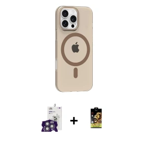 ieg™ iPhone 16 Pro Max Kılıf Pusula Form Özel Seri - Siyah Buffer Cam Ekran Koruyucu + Bilvis Titan Kamera Lens - GS