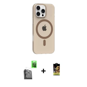 ieg™ iPhone 16 Pro Max Kılıf Pusula Form Özel Seri - Siyah Buffer Cam Ekran Koruyucu + Raze Metal Kamera Lens - SH