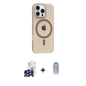 ieg™ iPhone 16 Pro Max Kılıf Pusula Form Özel Seri - Siyah Joko Magic 5D Cam + Bilvis Titan Kamera Lens - SH
