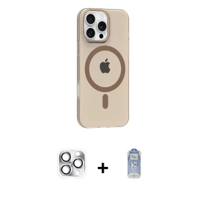 ieg™ iPhone 16 Pro Max Kılıf Pusula Form Özel Seri - Siyah Joko Magic 5D Cam + Pers Alüminyum Kamera Lens - GS