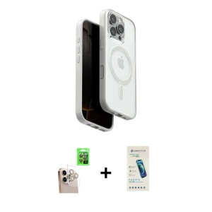 ieg™ iPhone 16 Pro Max Kılıf Pusula Form Serisi - Şeffaf Pasifik Cam Ekran Koruyucu + Raze Metal Kamera Lens - NLGY