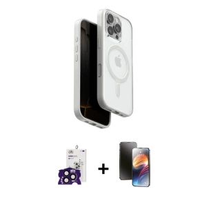 ieg™ iPhone 16 Pro Max Kılıf Pusula Form Serisi - Siyah 3D Antistatik Mat Seramik Nano Ekran Koruyucu + Bilvis Titan Kamera Lens - SH