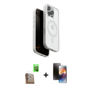 ieg™ iPhone 16 Pro Max Kılıf Pusula Form Serisi - Siyah 3D Antistatik Mat Seramik Nano Ekran Koruyucu + Raze Metal Kamera Lens - CLTM