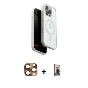ieg™ iPhone 16 Pro Max Kılıf Pusula Form Serisi - Siyah Bilvis Hayalet Cam Ekran Koruyucu + Pers Alüminyum Kamera Lens - CLTM