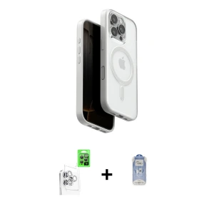 ieg™ iPhone 16 Pro Max Kılıf Pusula Form Serisi - Siyah Joko Magic 5D Cam + Raze Metal Kamera Lens - BZ