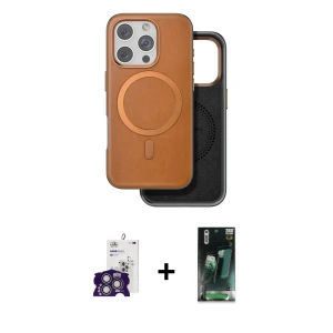 ieg™ iPhone 16 Pro Max Kılıf Pusula Işık Koleksiyonu - Siyah 360 Mat Full Body Arka Koruyucu + Bilvis Titan Kamera Lens - GS