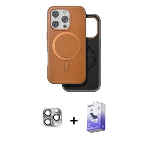 ieg™ iPhone 16 Pro Max Kılıf Pusula Işık Koleksiyonu - Siyah Bilvis 5in1 5D Magic Hayalet Cam Ekran Koruyucu + Pers Alüminyum Kamera Lens - GI