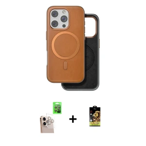 ieg™ iPhone 16 Pro Max Kılıf Pusula Işık Koleksiyonu - Siyah Buffer Cam Ekran Koruyucu + Raze Metal Kamera Lens - NLGY
