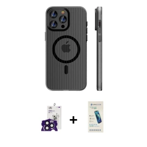 ieg™ iPhone 16 Pro Max Kılıf Pusula Minimal Koleksiyonu - Şeffaf Pasifik Cam Ekran Koruyucu + Bilvis Titan Kamera Lens - SH