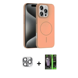 ieg™ iPhone 16 Pro Max Kılıf Siluet Doku Özel Seri - Şeffaf 360 Full Body Arka Koruyucu + Pers Alüminyum Kamera Lens - GI