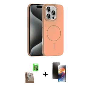 ieg™ iPhone 16 Pro Max Kılıf Siluet Doku Özel Seri - Siyah 3D Antistatik Mat Seramik Nano Ekran Koruyucu + Raze Metal Kamera Lens - CLTM