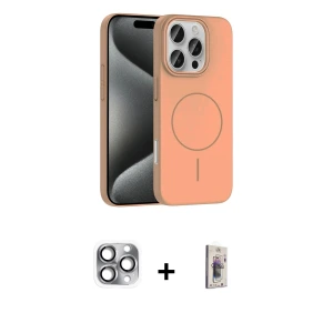 ieg™ iPhone 16 Pro Max Kılıf Siluet Doku Özel Seri - Siyah Bilvis 3D Cam Ekran Koruyucu + Pers Alüminyum Kamera Lens - GI