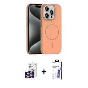 ieg™ iPhone 16 Pro Max Kılıf Siluet Doku Özel Seri - Siyah Bilvis 3X AR HD Cam Ekran Koruyucu + Bilvis Titan Kamera Lens - GS