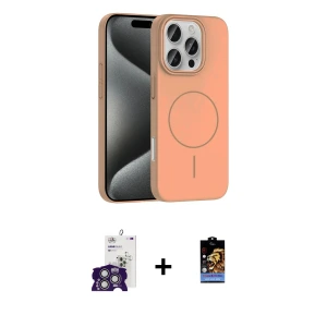 ieg™ iPhone 16 Pro Max Kılıf Siluet Doku Özel Seri - Siyah Buffer Hayalet Cam Ekran Koruyucu + Bilvis Titan Kamera Lens - GS