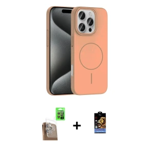 ieg™ iPhone 16 Pro Max Kılıf Siluet Doku Özel Seri - Siyah Buffer Hayalet Cam Ekran Koruyucu + Raze Metal Kamera Lens - CLTM