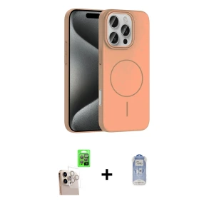 ieg™ iPhone 16 Pro Max Kılıf Siluet Doku Özel Seri - Siyah Joko Magic 5D Cam + Raze Metal Kamera Lens - NLGY