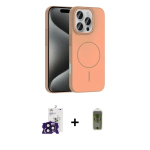 ieg™ iPhone 16 Pro Max Kılıf Siluet Doku Özel Seri - Siyah Joko Magic 5D Hayalet Cam + Bilvis Titan Kamera Lens - SH