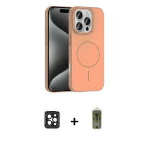 ieg™ iPhone 16 Pro Max Kılıf Siluet Doku Özel Seri - Siyah Joko Magic 5D Hayalet Cam + PVD Metal Kamera Lens - SH