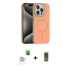 ieg™ iPhone 16 Pro Max Kılıf Siluet Doku Özel Seri - Siyah Joko Magic 5D Hayalet Cam + Raze Metal Kamera Lens - BZ