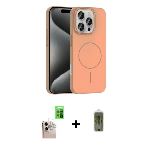 ieg™ iPhone 16 Pro Max Kılıf Siluet Doku Özel Seri - Siyah Joko Magic 5D Hayalet Cam + Raze Metal Kamera Lens - NLGY