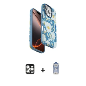 ieg™ iPhone 16 Pro Max Kılıf Siluet Doku - Siyah Joko Magic 5D Cam + PVD Metal Kamera Lens - GS