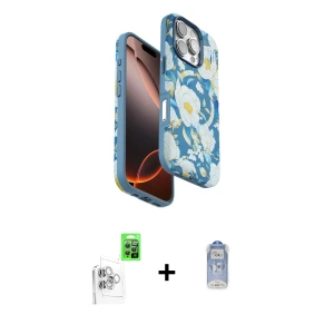 ieg™ iPhone 16 Pro Max Kılıf Siluet Doku - Siyah Joko Magic 5D Cam + Raze Metal Kamera Lens - BZ