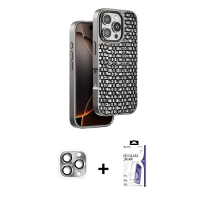 ieg™ iPhone 16 Pro Max Kılıf Siluet Form Serisi - Siyah Bilvis 3X AR HD Cam Ekran Koruyucu + Pers Alüminyum Kamera Lens - GI