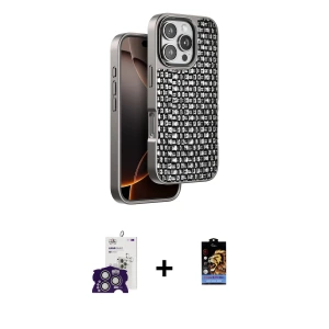 ieg™ iPhone 16 Pro Max Kılıf Siluet Form Serisi - Siyah Buffer Hayalet Cam Ekran Koruyucu + Bilvis Titan Kamera Lens - GS