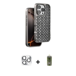 ieg™ iPhone 16 Pro Max Kılıf Siluet Form Serisi - Siyah Joko Magic 5D Hayalet Cam + Pers Alüminyum Kamera Lens - GS