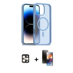ieg™ iPhone 16 Pro Max Kılıf Siluet Minimal Prime - Siyah 3D Antistatik Mat Seramik Nano Ekran Koruyucu + PVD Metal Kamera Lens - GD