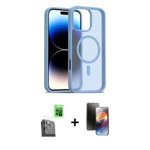 ieg™ iPhone 16 Pro Max Kılıf Siluet Minimal Prime - Siyah 3D Antistatik Mat Seramik Nano Ekran Koruyucu + Raze Metal Kamera Lens - SH