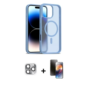 ieg™ iPhone 16 Pro Max Kılıf Siluet Minimal Prime - Siyah 3D Antistatik Mat Seramik Nano Ekran Koruyucu + Pers Alüminyum Kamera Lens - GI