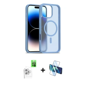 ieg™ iPhone 16 Pro Max Kılıf Siluet Minimal Prime - Siyah 3D Antistatik Seramik Nano Ekran Koruyucu + Raze Metal Kamera Lens - BZ