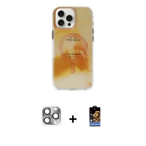 ieg™ iPhone 16 Pro Max Kılıf Ufuk Doku Prime - Siyah Buffer Hayalet Cam Ekran Koruyucu + Pers Alüminyum Kamera Lens - GI