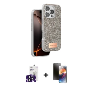 ieg™ iPhone 16 Pro Max Kılıf Vadi Klasik Serisi - Siyah 3D Antistatik Mat Seramik Nano Ekran Koruyucu + Bilvis Titan Kamera Lens - SH