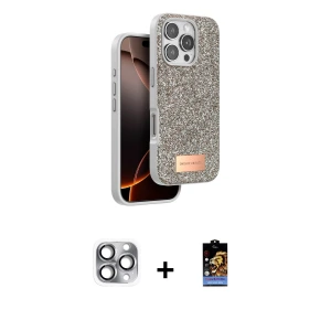 ieg™ iPhone 16 Pro Max Kılıf Vadi Klasik Serisi - Siyah Buffer Hayalet Cam Ekran Koruyucu + Pers Alüminyum Kamera Lens - GI