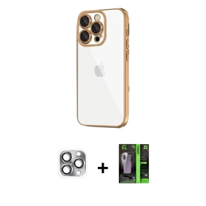 ieg™ iPhone 16 Pro Max Kılıf Vadi Minimal - Şeffaf 360 Full Body Arka Koruyucu + Pers Alüminyum Kamera Lens - GI