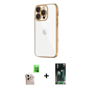 ieg™ iPhone 16 Pro Max Kılıf Vadi Minimal - Siyah 360 Mat Full Body Arka Koruyucu + Raze Metal Kamera Lens - NLGY
