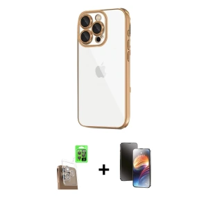ieg™ iPhone 16 Pro Max Kılıf Vadi Minimal - Siyah 3D Antistatik Mat Seramik Nano Ekran Koruyucu + Raze Metal Kamera Lens - CLTM