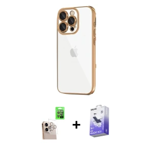 ieg™ iPhone 16 Pro Max Kılıf Vadi Minimal - Siyah Bilvis 5in1 5D Magic Hayalet Cam Ekran Koruyucu + Raze Metal Kamera Lens - NLGY