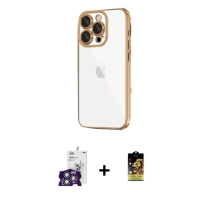 ieg™ iPhone 16 Pro Max Kılıf Vadi Minimal - Siyah Buffer Cam Ekran Koruyucu + Bilvis Titan Kamera Lens - GS