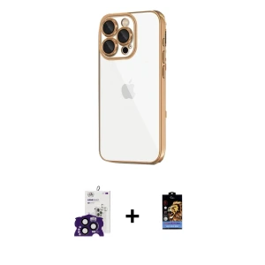 ieg™ iPhone 16 Pro Max Kılıf Vadi Minimal - Siyah Buffer Hayalet Cam Ekran Koruyucu + Bilvis Titan Kamera Lens - SH
