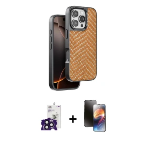 ieg™ iPhone 16 Pro Max Kılıf Vadi Özel Seri - Siyah 3D Antistatik Mat Seramik Nano Ekran Koruyucu + Bilvis Titan Kamera Lens - SH