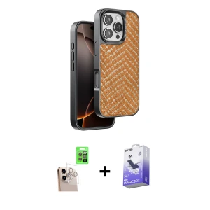 ieg™ iPhone 16 Pro Max Kılıf Vadi Özel Seri - Siyah Bilvis 5in1 5D Magic Hayalet Cam Ekran Koruyucu + Raze Metal Kamera Lens - NLGY